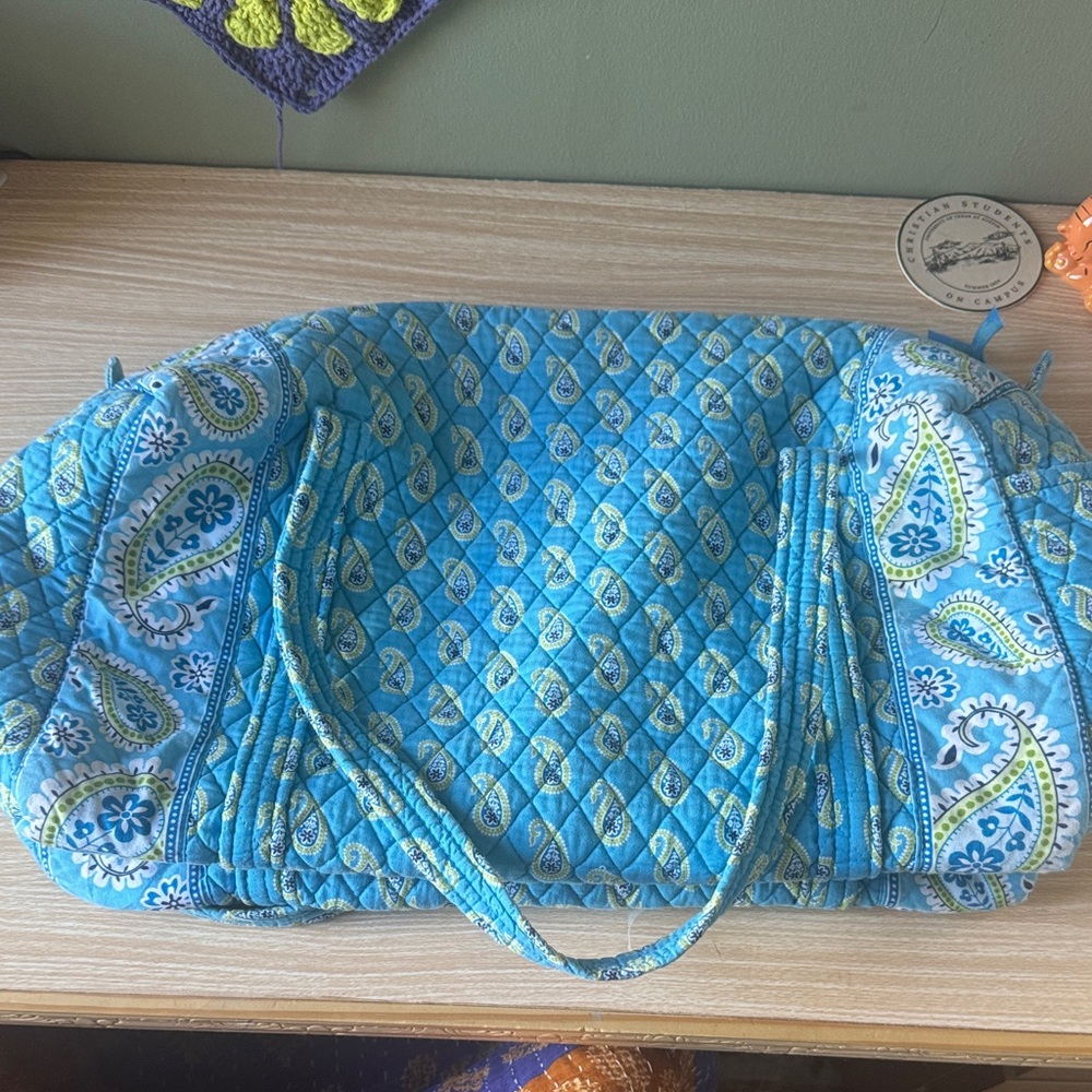 Vera Bradley Bermuda Blue paisley quilted duffel bag